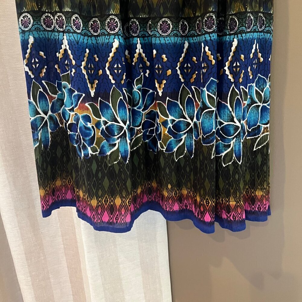 Chaudry KC Maxi Bohemian Tropical Floral Flowing Skirt, Turquoise, Size Medium - Picture 6 of 9